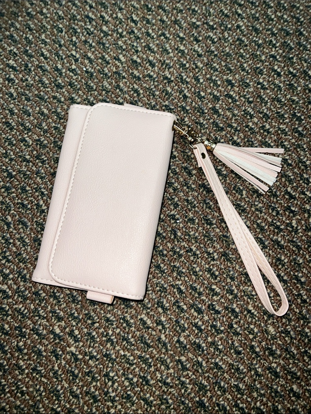 Blush Pink Wristlet Phone Wallet with Tassel